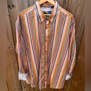 Robert Graham size men’s 3xl long sleeve button up stripes bold retro